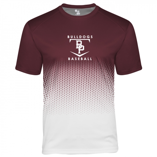 1E - Youth Maroon Hex Badger Tee Shirt - Traveling