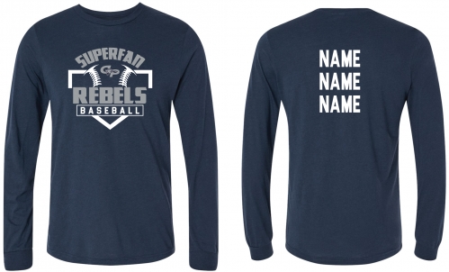 1B - Adult Navy BELLA+CANVAS Superfan Long Sleeve Tee Shirt