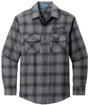 1V - Adult Grey/Black Open Plaid Port Authority Flannel Shirt