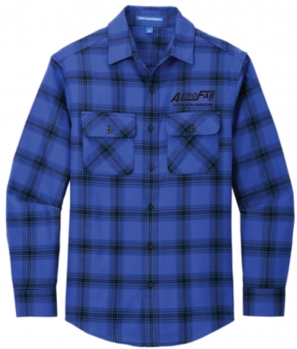 1W - Adult Royal/Black Open Plaid Port Authority Flannel Shirt