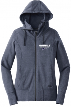 1S - Ladies True Navy Heather New Era Tri-Blend Full-Zip Hoodie