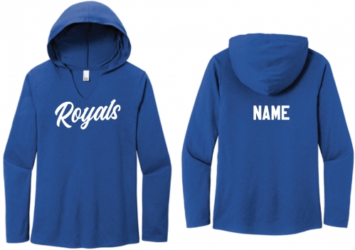 1I - Girls' Deep Royal District Lightweight Long Sleeve Hoodie with Glitter Logo