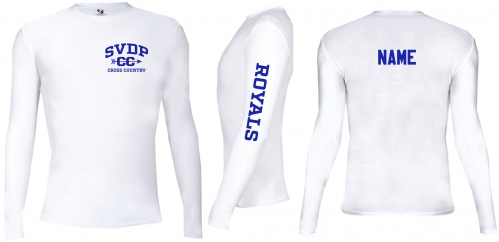 1I - CROSS COUNTRY - Adult White Badger Long Sleeve Compression Shirt